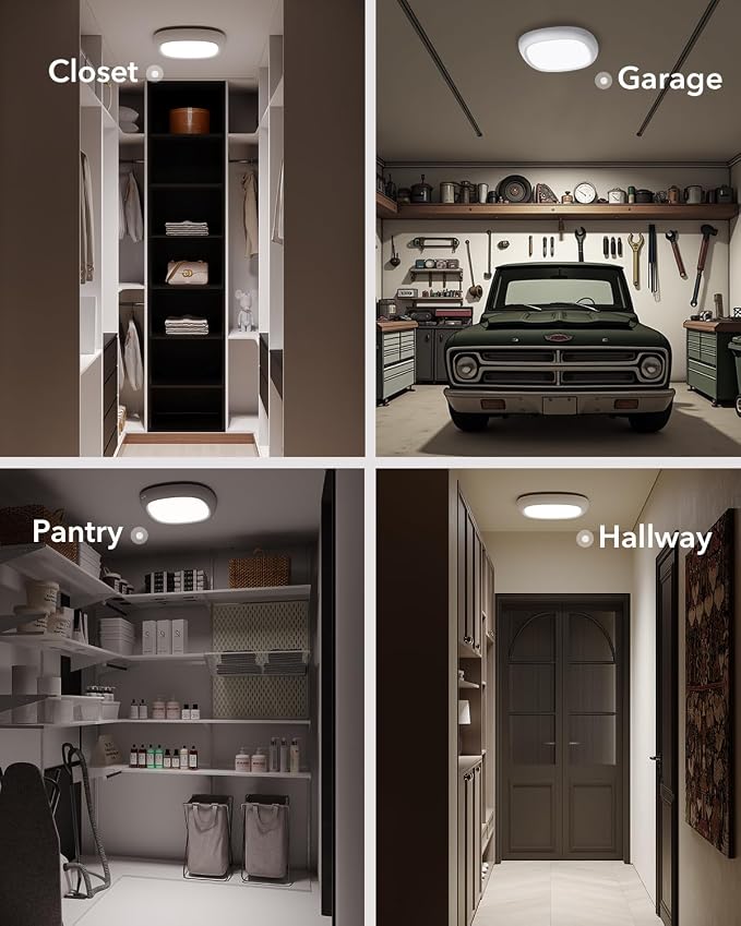 IP54 Waterproof Shower Light, Rechargeable Ceiling Light with Remote | 550LM 12000mAh Battery Operated, No Wiring, Portable, Wireless Motion Sensor Closet Overhead Lights for Garage Hallway Pantry