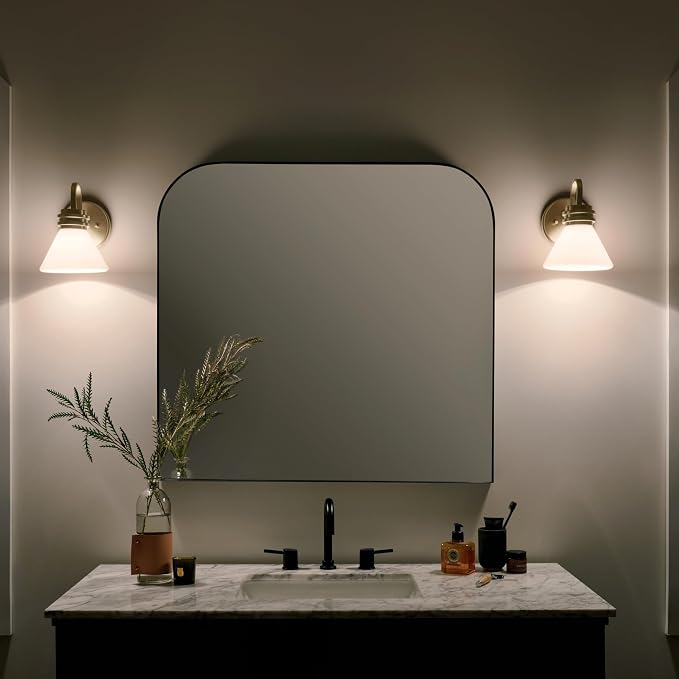 Kichler Farum 9.5 Inch 1 Light Wall Sconce with Opal Glass in Champagne Bronze, for Fireplace, Kitchen, Bedroom, Hallway, or Vanity, (7.25" W x 9.5" H), 55153CPZ