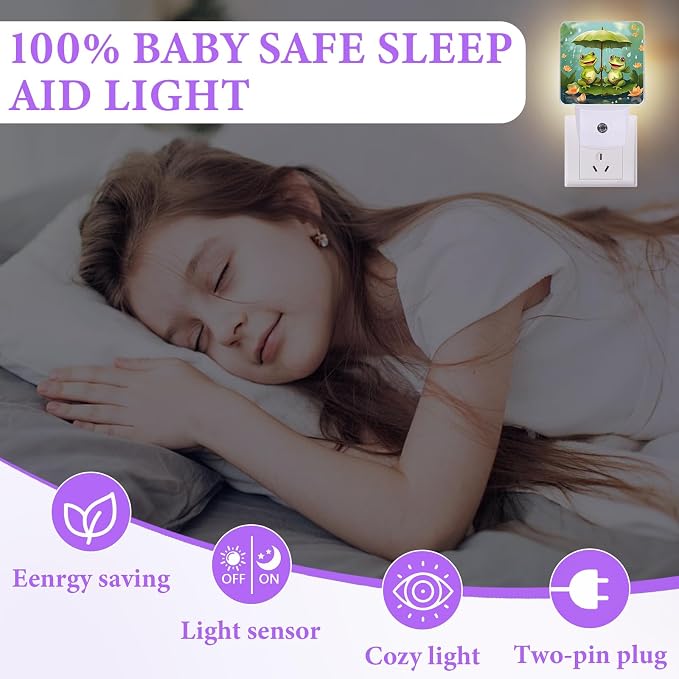 Cartoon Frog Night Light,Lotus Flower Night Lights Plug into Wall,Led Lamp for Stairway/Hallway/Bedroom 0.5W Nightlight Sleep Friendly