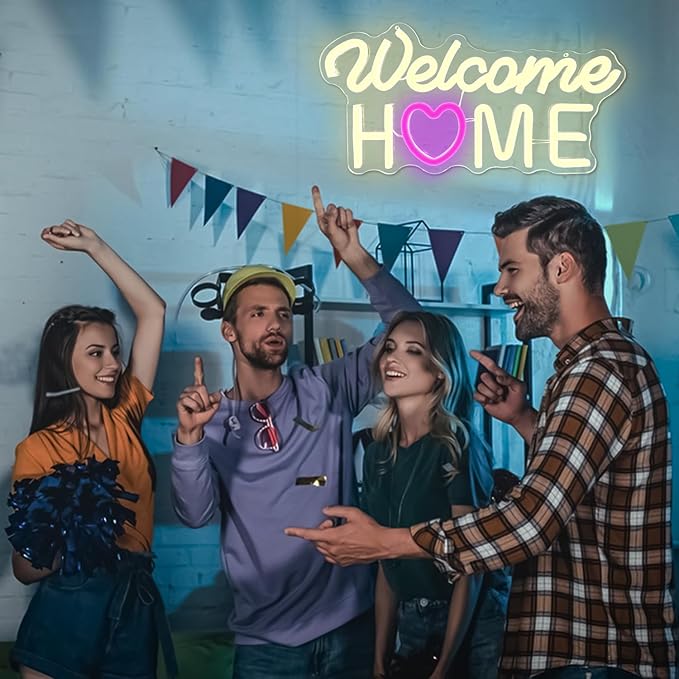 Welcome Home Neon Signs for wall decor Neon Lights USB Led Sign Dimmable Welcome Home Sign for Military Army Returning Homecoming Party Decorations