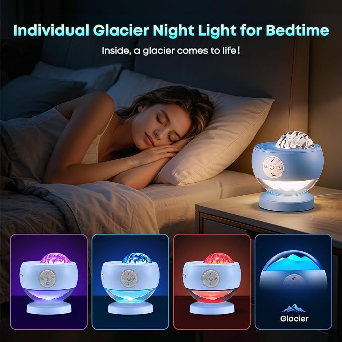 Portable Bluetooth Ambient Lighting Sound Machine Aurora Night Light Projector with 30 Sounds,16 Colors Star Northern Lights Projector, Remote Timer Teen Gift Led Lights Mood Sensory Light for Autism