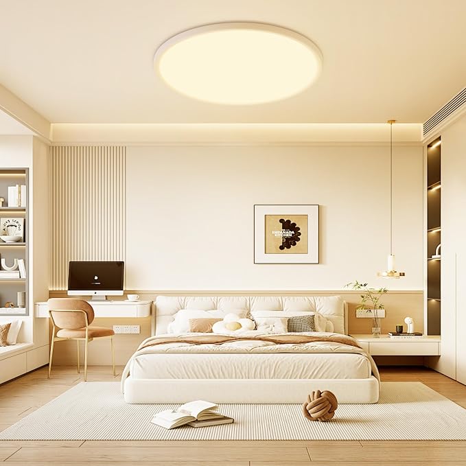 MOONSEA Dimmable Flush Mount Ceiling Light 16 Inch Kitchen Fixture | 3000K/4500K/6000K , 28W 2800LM, 0.71 in Low Profile Ceiling, Brightness Dimmable with Dimmer, Installation Takes 20 minutes