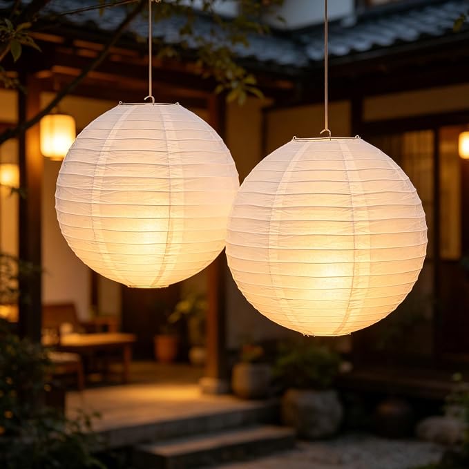 10pcs White Paper Lanterns Party Decorations, 16in Large Chinese Round Paper Hanging Decorations Lanterns Jumbo Lamps for Home, Parties