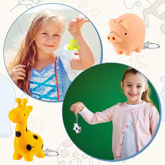 Kenning 6 Pieces Animal Flashlight Keychain Mini Pediatric Nurse Flashlight Badge Reel Pediatric Pen Lights Keychain for Nursing Staff Urgent Care