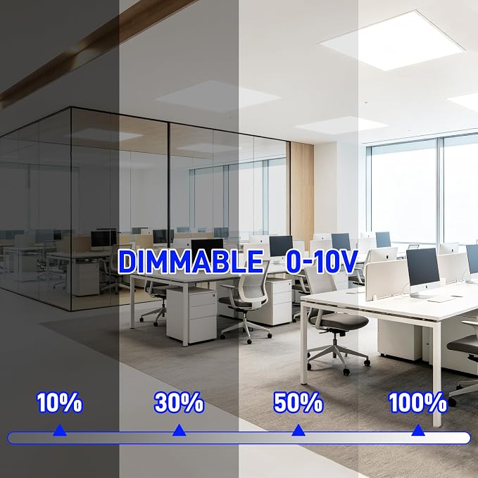 hykolity 2x2 LED Flat Panel Light,Dimmable,Selectable,Drop Ceiling,6 Pack | 30W-50W 5CCT 3000K-6500K 0-10V Dimmable ETL Listed Slim Recessed Back-Lit Lights for Office Classroom Hospital Garage Retail