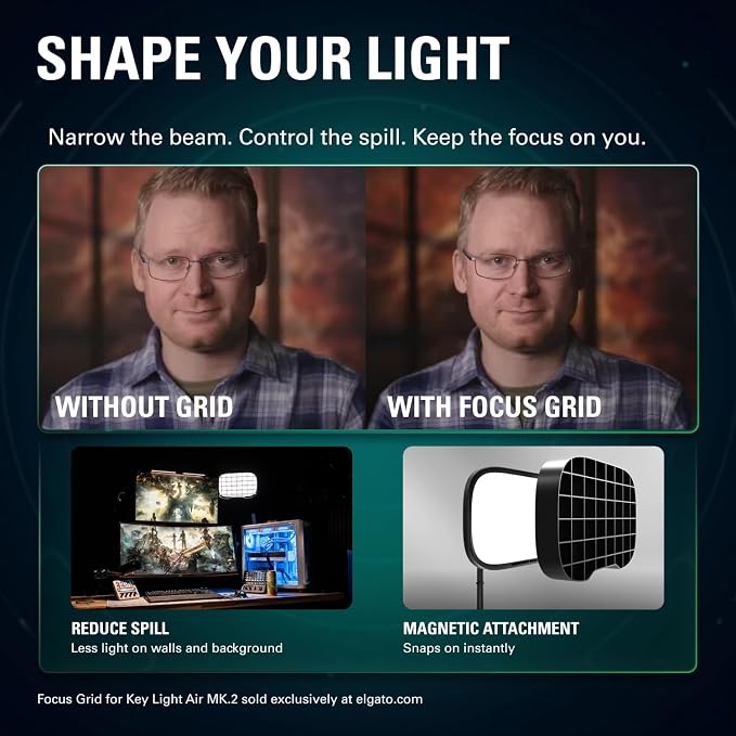 Elgato Key Light Air MK.2, 15" Edge-Lit LED Panel | Up to 2100 Lumens, Full Spectrum 2900-7000K, Touch Controls, USB-C, Wi-Fi, MagSafe Compatible, Works with Stream Deck