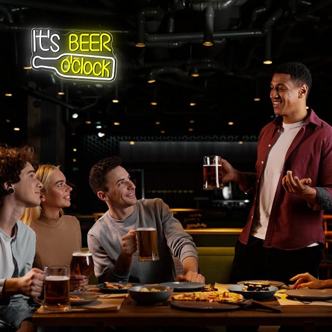 Mutank It'S Beer O'Clock Neon Sign, Beer Neon Light USB Powered LED Dimmable, for Bar Game Room Nightclub Restaurant Beer Sign Men'S Cave Garage Court Decor(15.7 * 9.8 In)