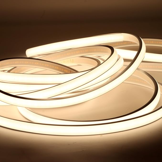32.8ft 120V LED Strip Lights Warm White COB LED Waterproof Strip | IP67 AC 110V LED Light Strip 320LEDs Cuttable Rope Lights for Indoor Outdoor Kitchen Cabinets Bedroom Decoration