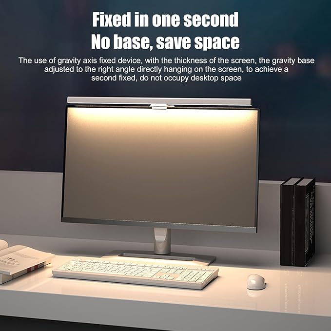 Zunate LED Screen Light Bar with Touch Control, Dimmable Computer Monitor Lamp, 3 Switchable Modes for Eye Care, Ideal for Desk, Office, Home Gaming (White)