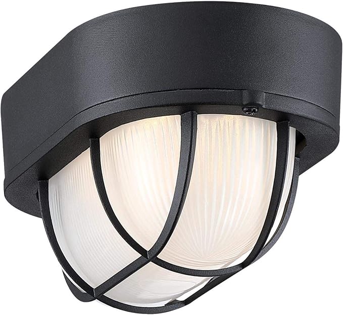 Westinghouse 6113700 Traditional One-Light Dimmable LED Outdoor Wall Light, Textured Black Finish, White Glass