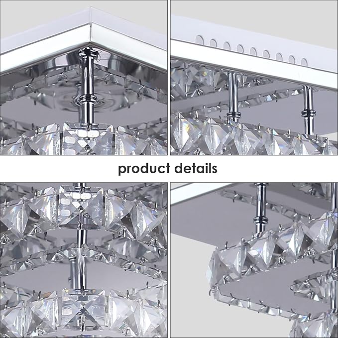 Mini Chandelier LED Crystal Ceiling Light 2 Layers Flush Mount Ceiling Light Modern Chandelier Lighting for Hallway Staircase Kitchen Bathroom (Multicolor,Control by Switch)