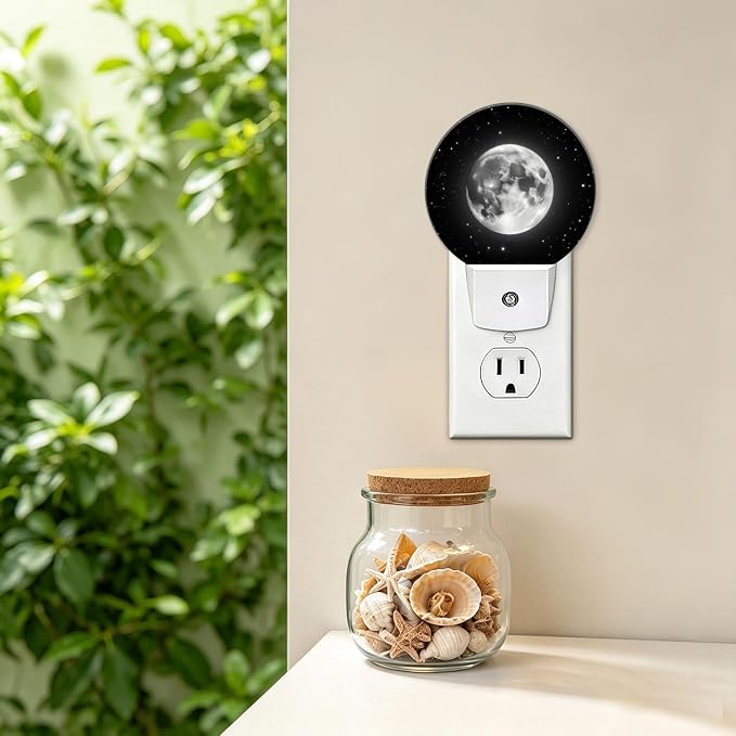 Decorative Night Lights Moon Plug-in Nightlight Auto Light Sensors | Celestial Body Night Lights Plug into Wall LED Lamp Dusk-to-Dawn Auto Sensor for Bedroom Kitchen Toilet Hallway