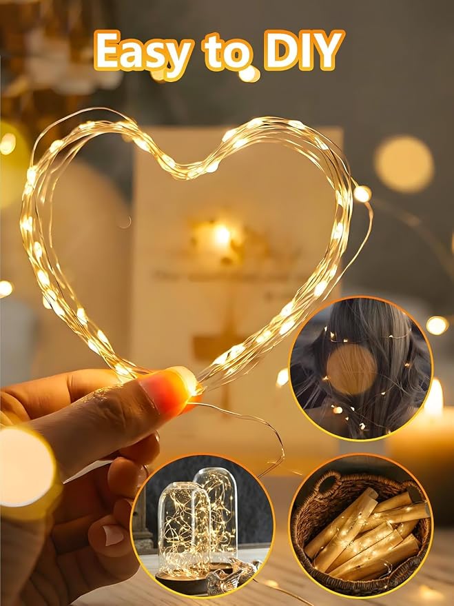 4 Pack Fairy Lights Battery Operated with Remote 33FT 50LED Warm White | Remote Control, 8 Modes, Timer, Adjustable brightness, Waterproof Lights for Indoor Outdoor Classroom Christmas Decor