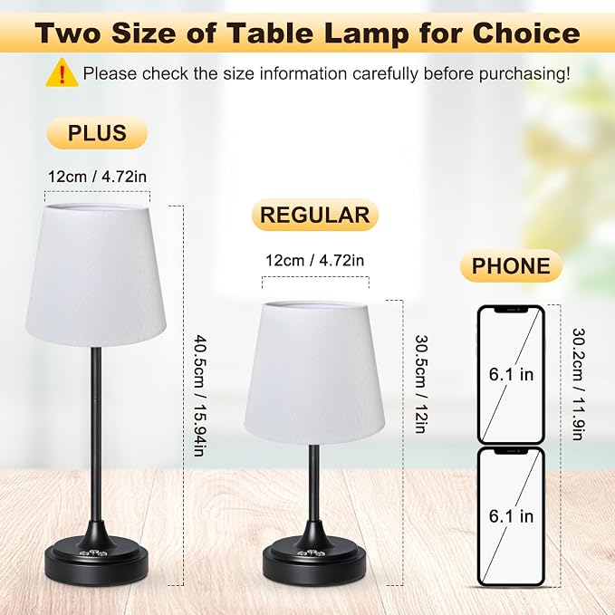 Wowag Small Cordless Table Lamp Rechargeable,5000mAh Battery Operated Desk Lamp,3 Colors & 7 RGB Stepless Dimmable,Touch Ambient Light for Bedside,Bedroom,Dining Room,Living Room,Black,WhiteShade