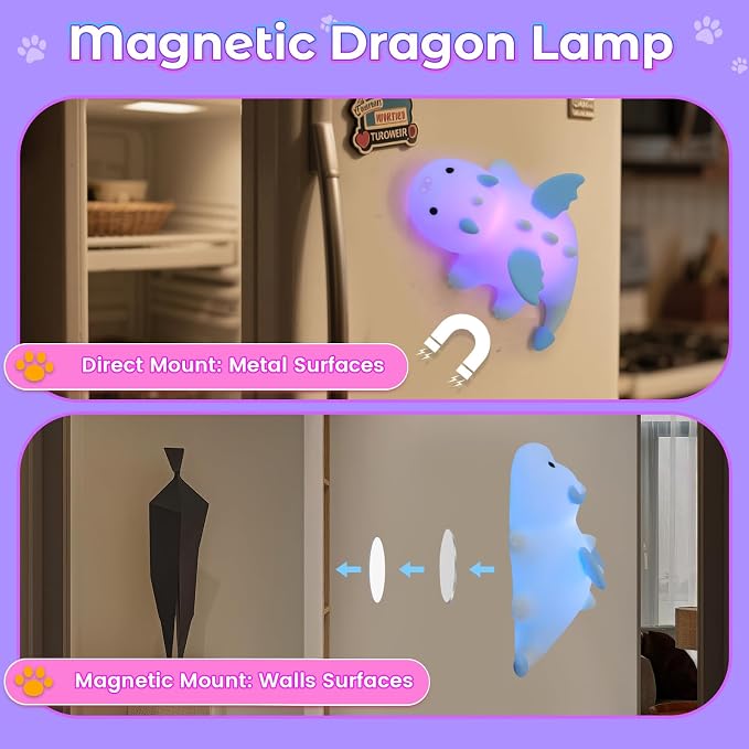 AVEKI Blue Dragon Night Light, Cute Baby Dragon Lamp Gifts for Kids Boys Girls, 10 Modes Dimmable Squishy Silicone Nursery Nightlight, Rechargeable Kids Lamp with Auto Off Timer