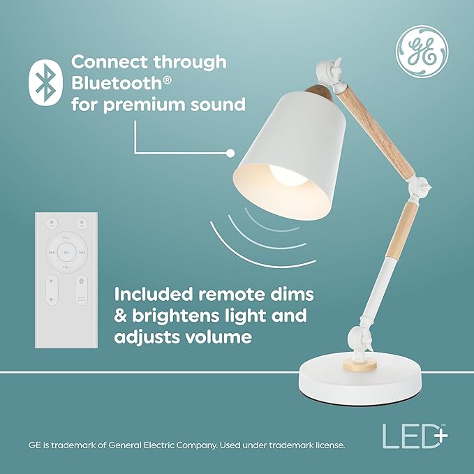 GE LED+ A21 LED Light Bulb, Indoor Color Changing Wireless Blutooth Speaker Light with Remote, 9W, Multicolor and Soft White (1 Pack)