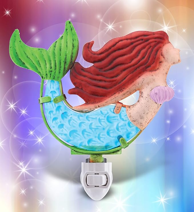 CoTa Global Night Light, Plug in Energy Efficient Decorative Socket Lamp Manual On & Off Portable Lights for Stairway, Bedroom & Bathroom Accessory - Mermaid