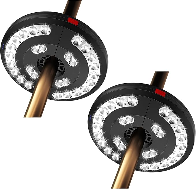 2packs Eletorot Patio Umbrella Lights-Rechargeable Outdoor Lights for Patio Decor, Patio Table Lights Pole Light 28 White LED 3 Lighting Modes, Patio Lighting Pool Accessories, Patio Backyard Decor