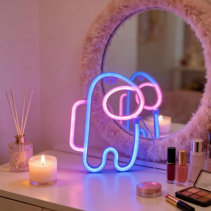 QiaoFei Alien Neon Sign Lights Astronaut with USB or Battery Operated for Kid's Room Bedroom Bar Restaurant Game Room Christmas Valentine's Day Birthday Party Gift LED Art Decoration Light.