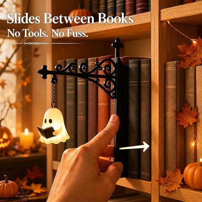 Library Lantern-Decorative Bookshelf Lighting, Reading Nook LED Nightlight, Metal Bookcase Lamps, Vintage Table Desk Luminaires, Studious Home Room Ornament (C-1Pc)