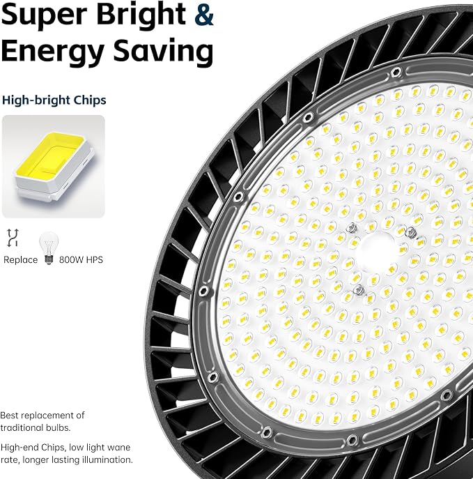 lvsdak UFO LED High Bay Lights 200W 30000LM 5000K 6 Pack | with Plug Suitable for Warehouse Workshop Factory Gym Garage Barn AC100-277V