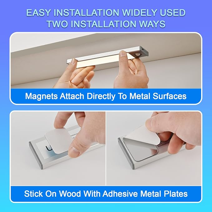 Under Cabinet Lighting, 3200mAh Motion Sensor Light, 3CCT, 2 Pack | 8 Inch USB-C Fast Charging, Battery Operated, 10s/20s Delay, 5-Level Dimmable, Magnetic for Kitchen & Closet, Indoor