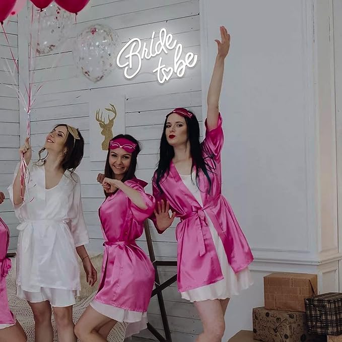 Bride to be Neon Sign, 16.5 x 11.6 Inch White LED Neon Signs USB Wedding Neon Light Up Signs for Bridal Shower Bachelorette Engagement Party Backdrop with 15 Pcs Balloon
