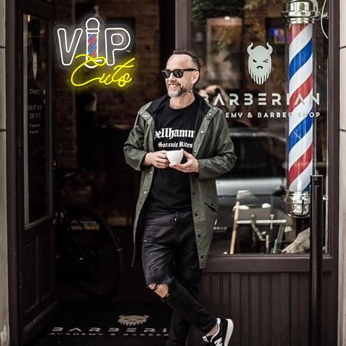 Barber Shop Neon Signs for Wall Decor,VIPcuts Neon Signs for Business LED Neon Lights Signs for Barber Shops Hair Salon Beauty Store Studio Birthday Christmas Gift for Hairdresser