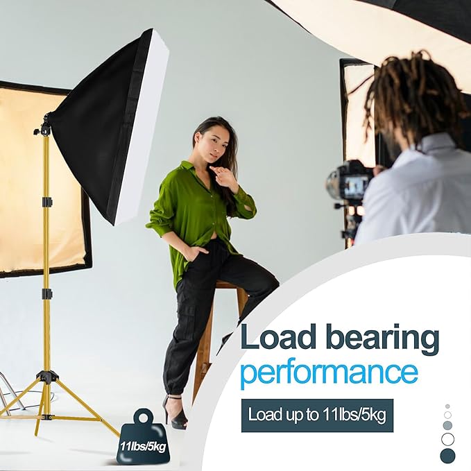 EMART 7 Ft Light Stand for Photography, Portable Photo Video Tripod Stand, 2 Pack Lighting Stand with Carry Case for Speedlight, Flash, Softbox,Strobe Light, Camera, Photographic Portrait -Gold
