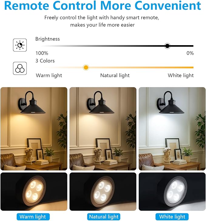 JOESA Battery Operated Wall Sconce Set of 2, Black Vintage Wireless Industrial Cordless Battery Powered Wall Sconces, for Bedroom Farmhouse Gallery