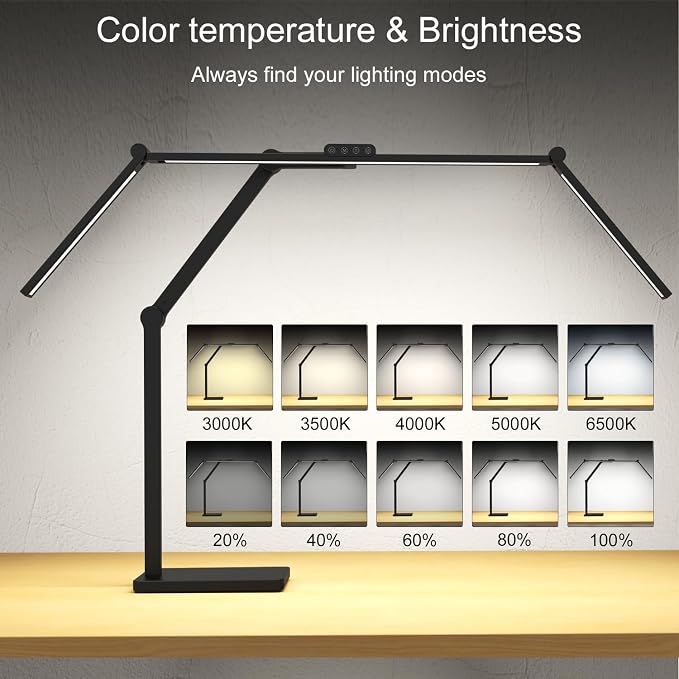Omorepa 36W 3000LM Ultra Bright Architect Desk Lamp with Base, 47.4Inches Wide Tall Overhead Desk Light for Home Office, Dimmable Table Light with Remote for Desktop Working,Drafting,Reading