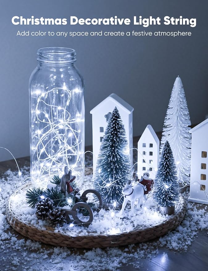Minetom 12 Pack White Battery Operated Fairy String Lights 8 Modes | 7ft 20LED Waterproof Silver Wire Twinkle Lights, Firefly Starry Moon Lights for Mason Jars DIY Christmas Wedding Part