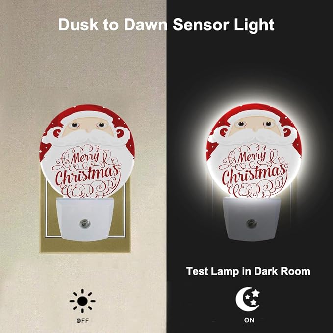 Merry Christmas Decorative Night Light Cartoon Santa Claus Long Beard Snowflakes Plug-in Nightlight Energy Saving 0.5W LED Lighting for Boys Girls Men Women