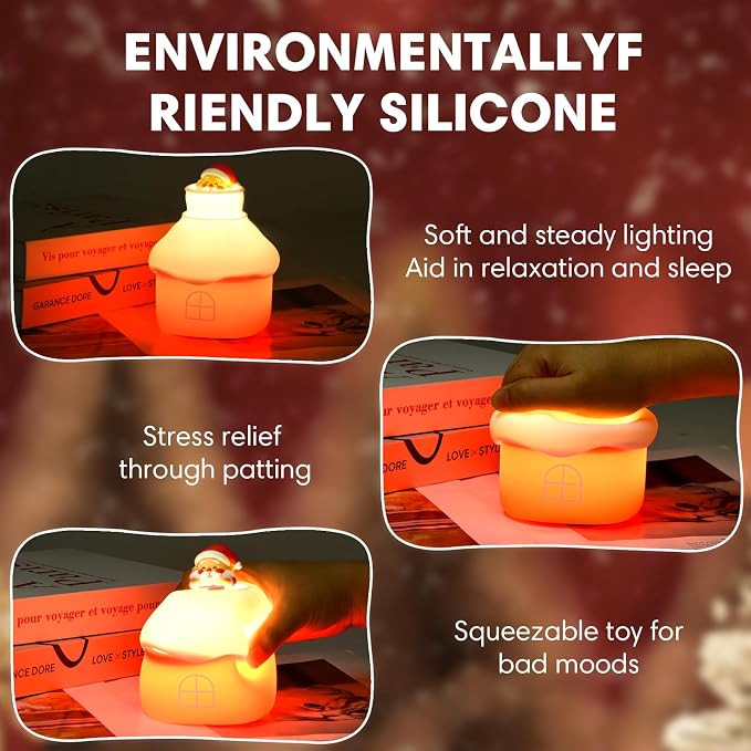 Dylviw Snow Hut Silicone Night Light, Kids Bedside Lamp with 7 Fun Sound Effects, Touch Dimming, 30-Min Auto-Off Timer, Volume Control, 1000mAh Battery, Toddler Bedroom Essential, Birthday Surprise