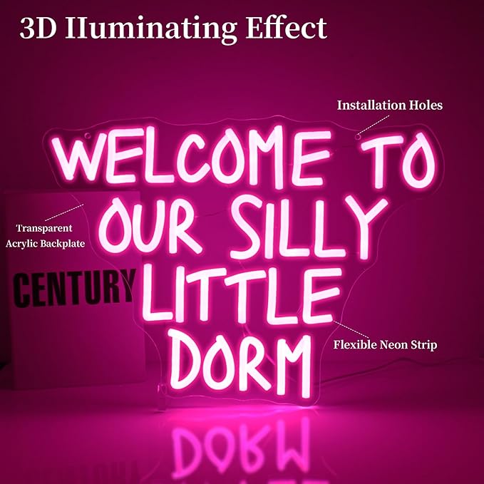 Welcome To Our Dorm Neon Sign Led Neon Lights Neon Signs for Wall Decor Light Up Sign for Birthday Party Club Gift