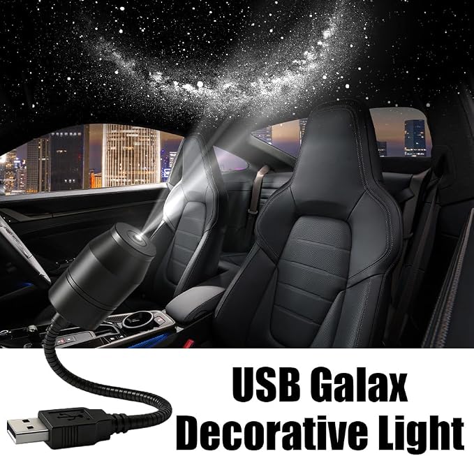 Ultra-High-Definition Car Projection – Galaxy Night Light Projector, USB Starry Sky Lamp with 360° Gooseneck & Dimmer for Bedroom, Ceiling Decor