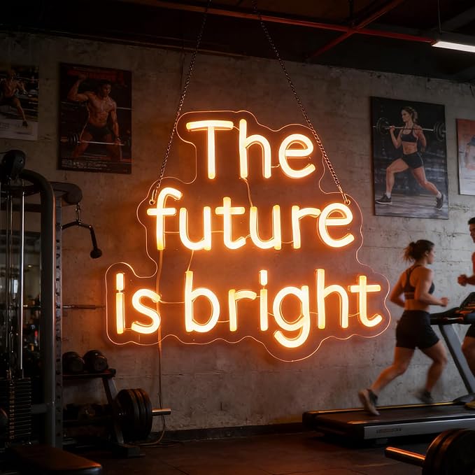 "The Future Is Bright" Neon Sign, Positive Quotes Decorative Neon Lights for Home Room Wall Decor, Office Wall Decor Neon Light Sign, Christmas Birthday Gift,Thanksgiving Gift(warm white)