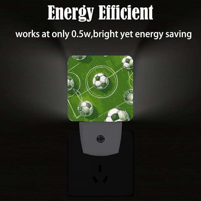 Soccer Grass Field Night Light,Plug-in Night Lights with Dusk-to-Dawn Sensor for Stairway,Hallway,Bedroom Sleep Friendly Ideal for Women/Girls/Boys Gift,0.5w