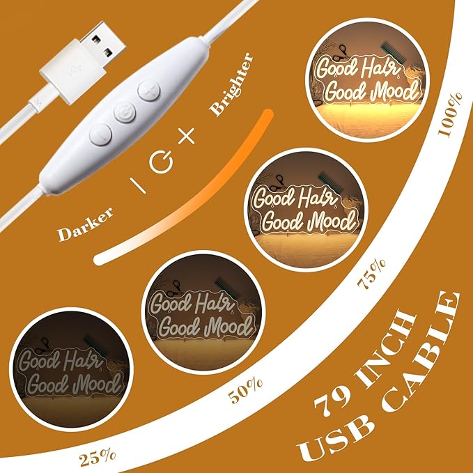 WX&YH Good Hair Good Mood Neon Sign Hair Salon Led Sign for Wall Decor Haircut Neon Lights for Business Barber Shop Store Hair Salon Neon Sign Lights Decor Gifts for Women