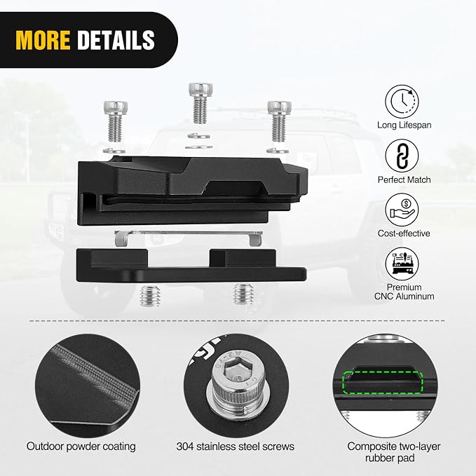 Nilight LED Light Bar Mounting Bracket 2PCS Universal Hood Pods Clamp Black | No Drilling, Adjustable Aluminum Mount Holder, Mount 4x4 Off-Road Fog Work A-Pillar Lamp on Truck SUV Pickup Van