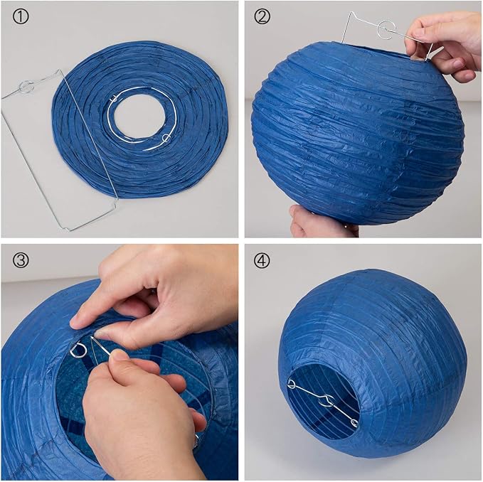 LIHAO 10pcs Blue Paper Lanterns, Graduation Party Classroom Decor | Chinese Lantern, Easy Assembly, Hanging Decor, Graduation & Wedding Decorations