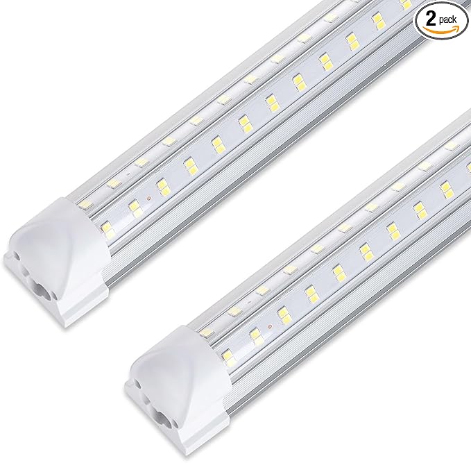3FT LED Shop Light, 36W 5000lm Super Bright 6500K, Clear Cover, V-Shape, T8 LED Fixture, Linkable Shop Lights for Garage, Workbench, Workshop (2 Pack)