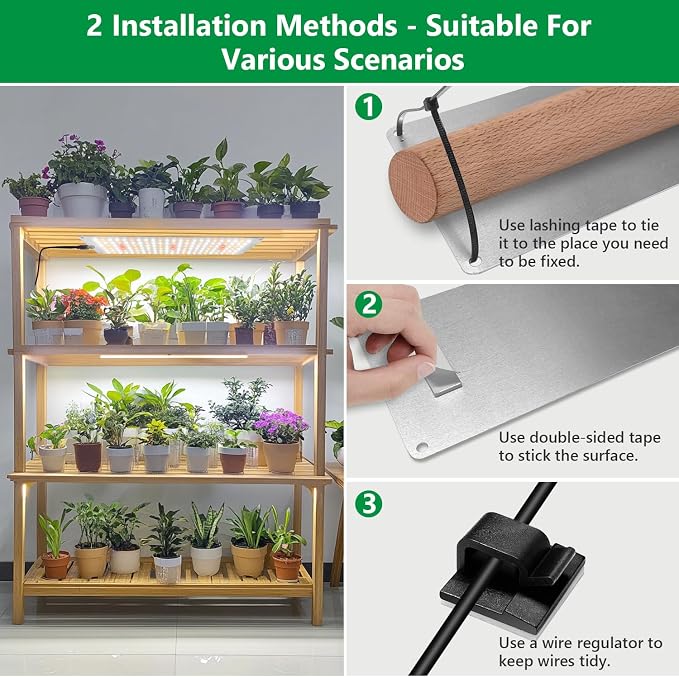 Aumtrly Plant Grow Light for Seed Starting Growing, 882 LED Full Spectrum | Slim 6 Panel, 6/12/16H Auto Timer, 5 Dimming Levels, 3 Light Modes, 2 Installation Methods, Use Indoor Under Shelves