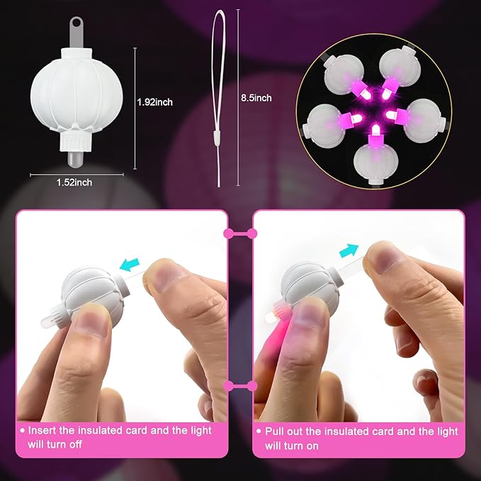 Aogist 24 Pack Small LED Lights Battery Powered Waterproof Hanging Light Last 48 Hours for Paper Lanterns,Balloons,Floral,Weddings & Festival Christmas Decorations,Pink
