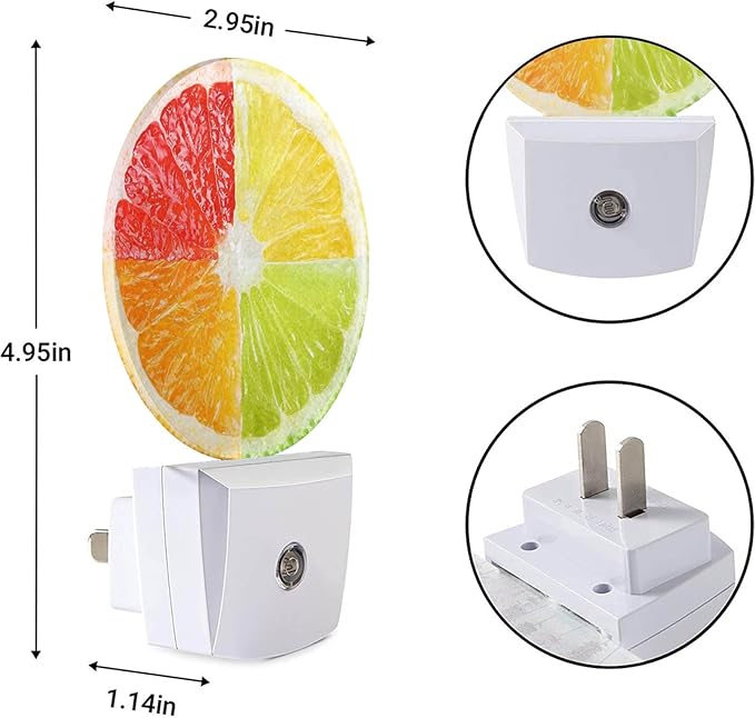 EKOBLA Lemon Novelty Plug-in Nightlights Tropical Fruit Citrus Food Funny Colorful Seasonal Night Lights Plug into Wall Auto Sensor LED for Boys Girls Men Women Home Decor Holiday Gifts
