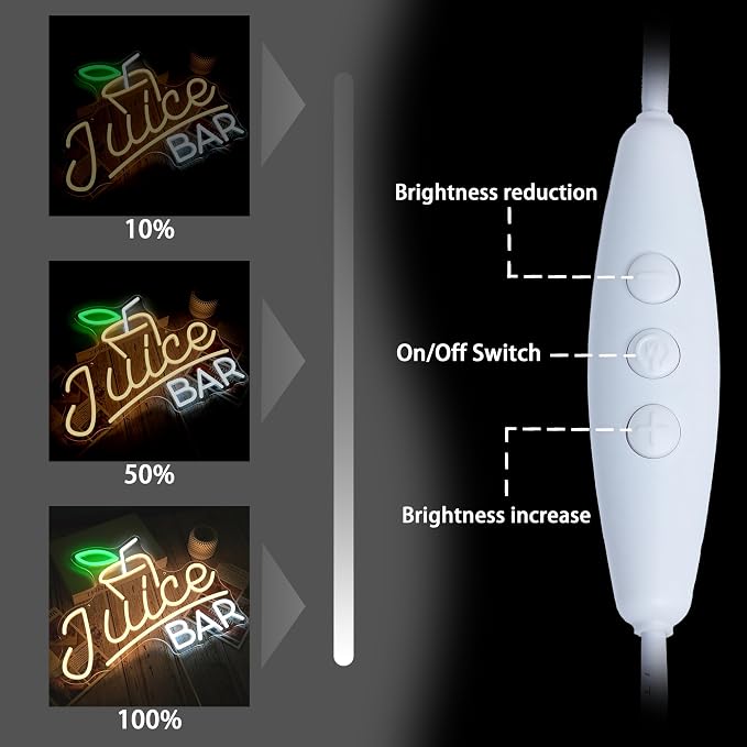 Juice Bar Neon Sign with Dimmable Switch 16.54 * 12.6 Attractive Juice Shop Neon Light with Usb Powered Bar Led Sign Business Light Up Sign for Party Wedding Birthday Gym Man Cave