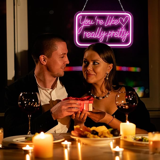 You're Like Really Pretty Neon Signs for Wall Decor，LED Neon Lights Suitable for Bedroom Wedding Party Christmas Gifts for Teenage Girls，Room Decor Aesthetic for Teen Girl