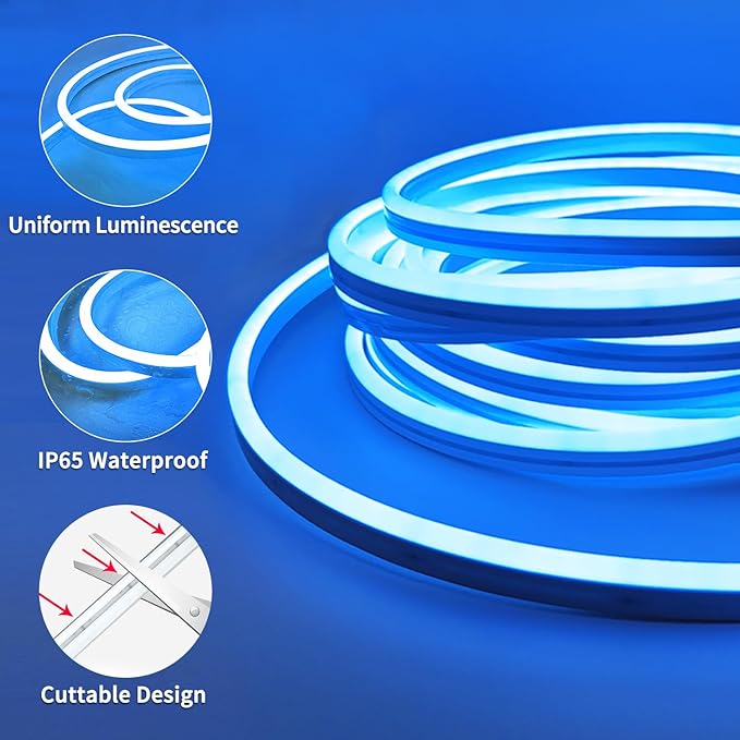 50Ft Led neon Rope Lights Music Sync IP65 Waterproof Flexible Led Rope Lights 40Key Remote/APP Control,Outdoor RGB Neon Lights, DIY Wall Decor Led Neon Strip Lights for Bedroom Indoor.
