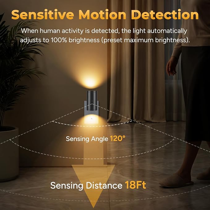 Motion Sensor LED Night Light Plug in,5-300lm Adjustable Brightness,2 Pack | Dusk to Dawn Sensor,Dimmable,Soft White 3000K,for Bedroom,Bathroom,Stairs,Hallway
