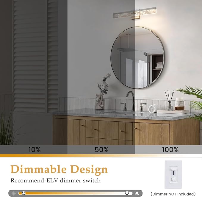 AIJIASI Brushed Nickel Vanity Light for Bathroom - 24 Inch Bathroom Lighting Fixtures Over Mirror 18W 3000K LED Vanity Lights Bar Modern Vanity Light Wall Mount